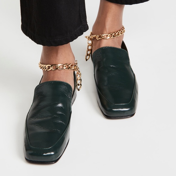 BY FAR Nick Chain Anklet Loafers, size 38, green, never worn PERFECT CONDITION! - Picture 3 of 4